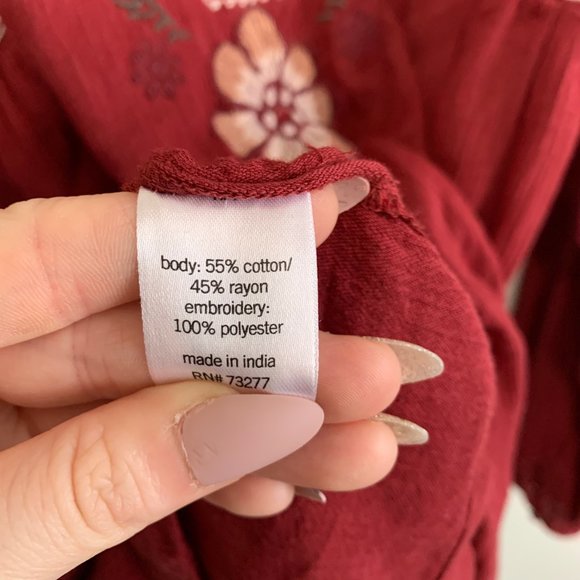 Sonoma Red Floral Embroidered Long Sleeve Blouse - Picture 5 of 6